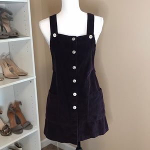 BDG plum corduroy suspender mini dress size s